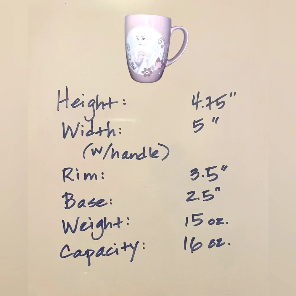 Frozen Princess Elsa Coffee Tea Mug 16 oz. Lavender Purple Snowflakes Disney
